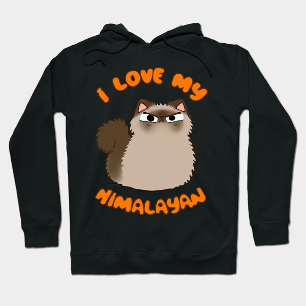 I Love My Himalayan Cat Fluffy Brown Kitty Torbie Kawaii Chibi Hoodie by BluVelvet